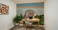 Mural de pared con paisaje del jardín divino de Krishna