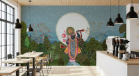 Fresque murale de jardin forestier au clair de lune divine