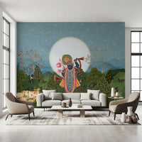 Fresque murale de jardin forestier au clair de lune divine