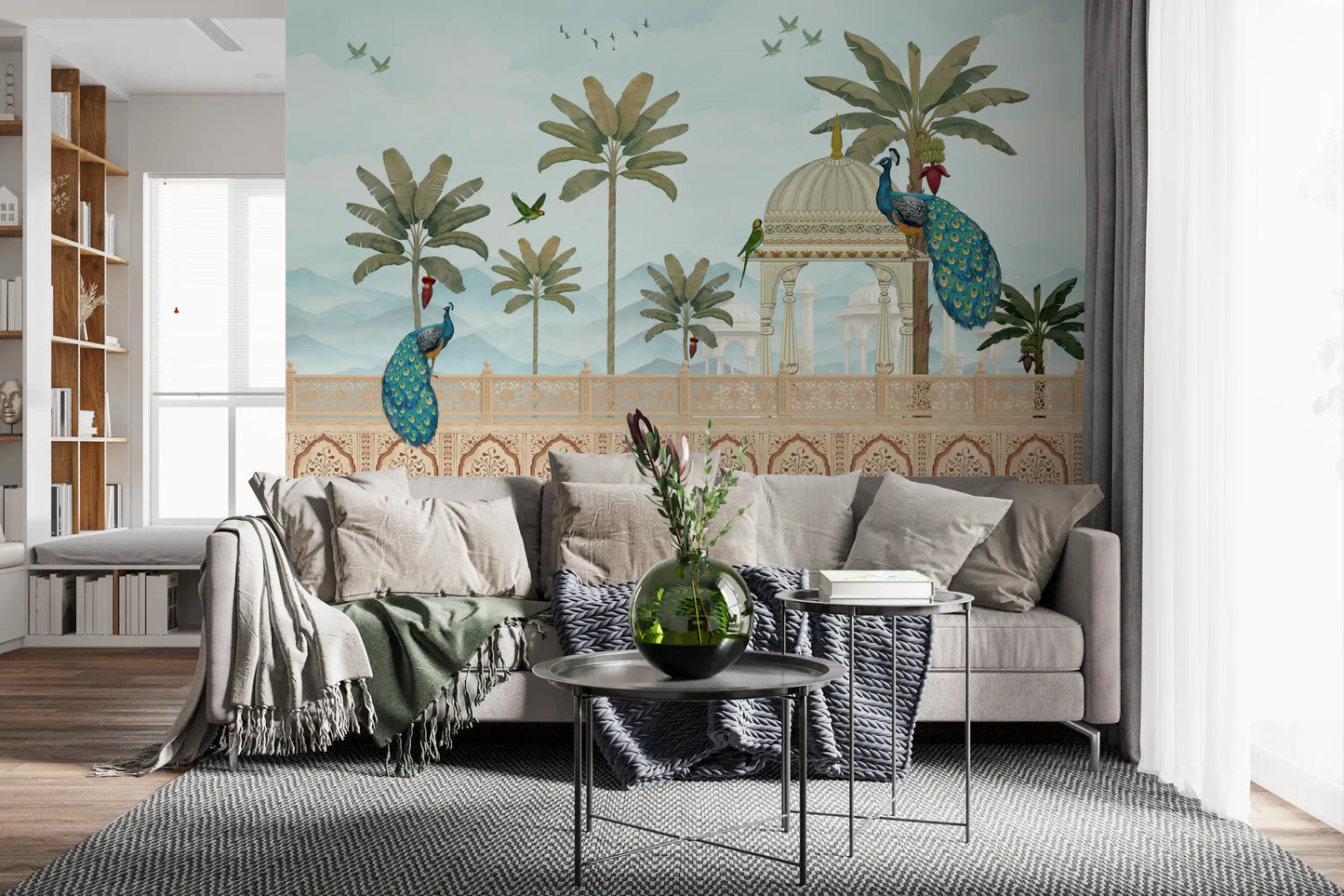 Exotic Mughal Pavilion and Peacocks Wall Mural