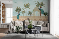 Exotic Mughal Pavilion and Peacocks Wall Mural