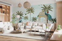Exotic Mughal Pavilion and Peacocks Wall Mural