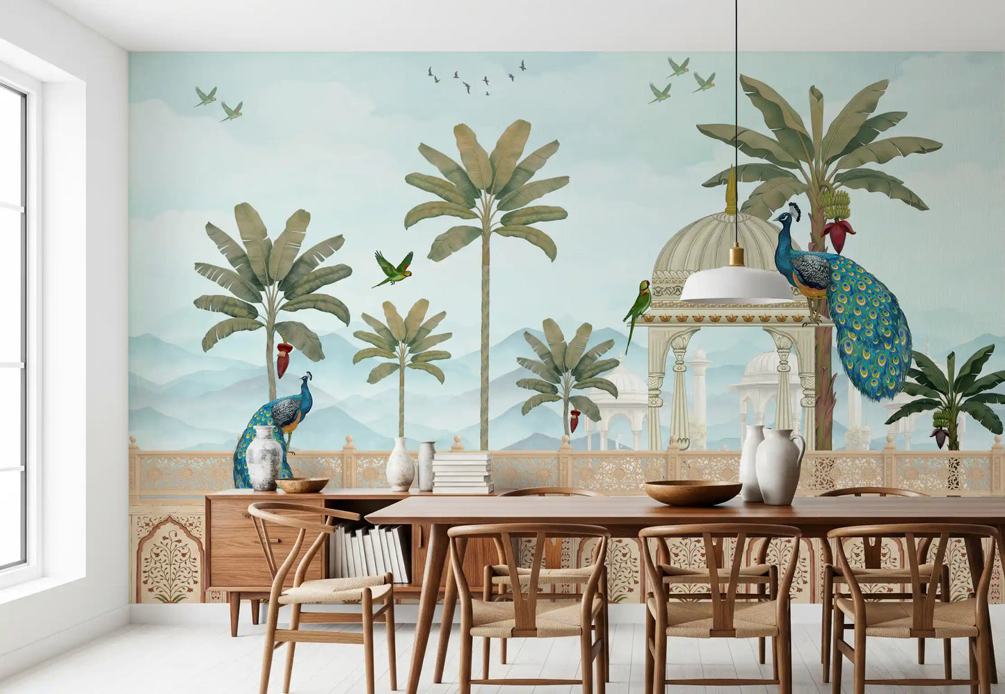 Exotic Mughal Pavilion and Peacocks Wall Mural