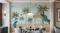 Exotic Mughal Pavilion and Peacocks Wall Mural