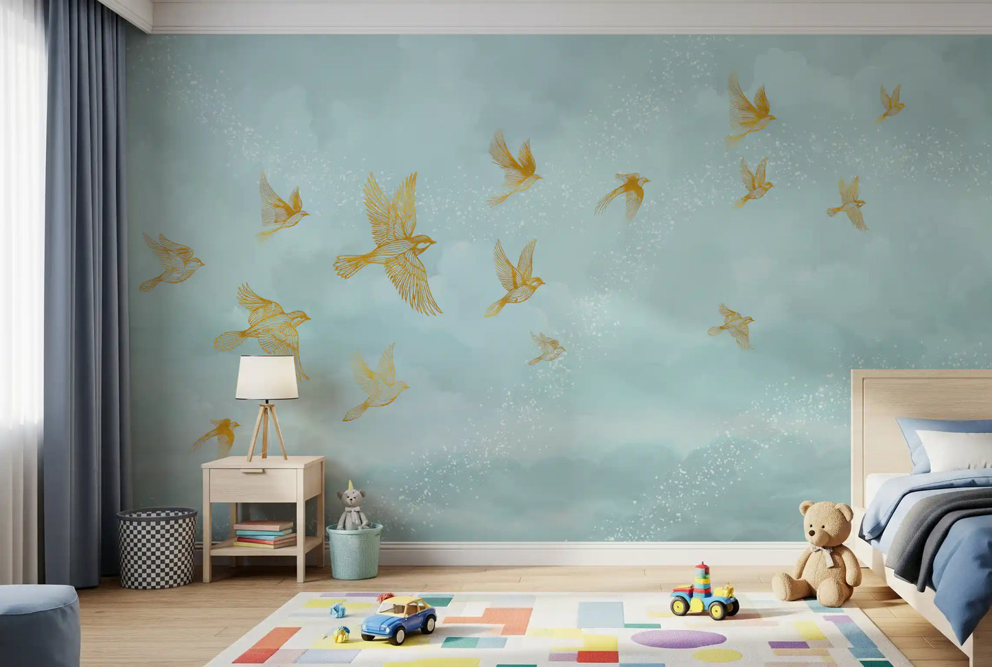 Goldene Voliere – Flug-Wandbild