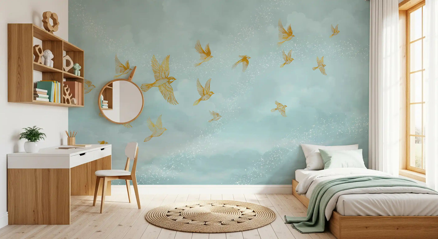 Goldene Voliere – Flug-Wandbild
