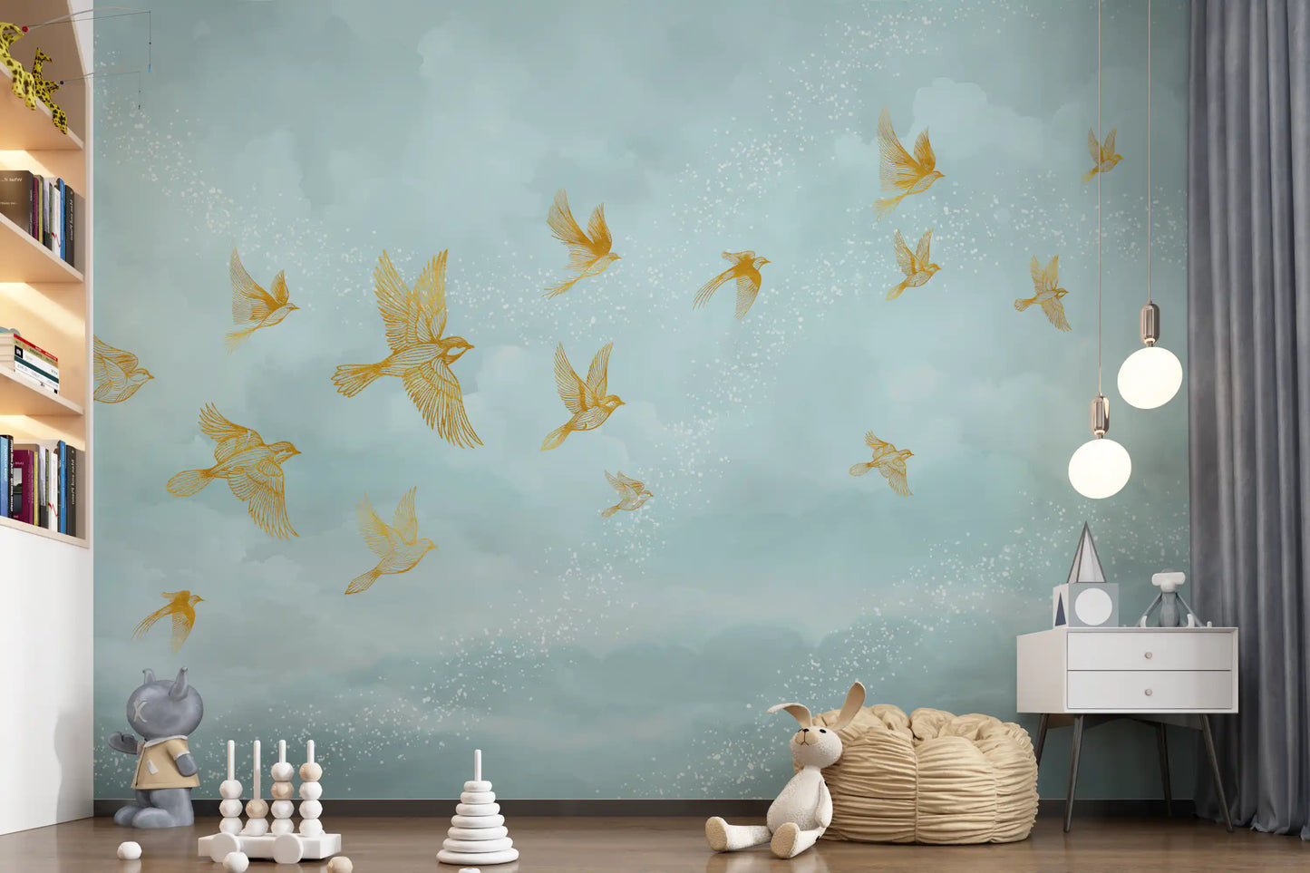Goldene Voliere – Flug-Wandbild