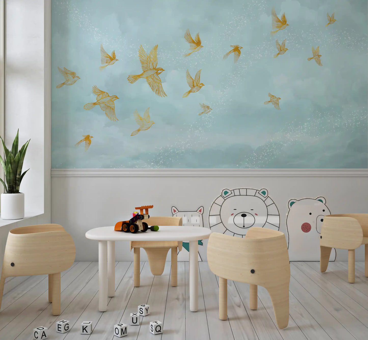 Goldene Voliere – Flug-Wandbild