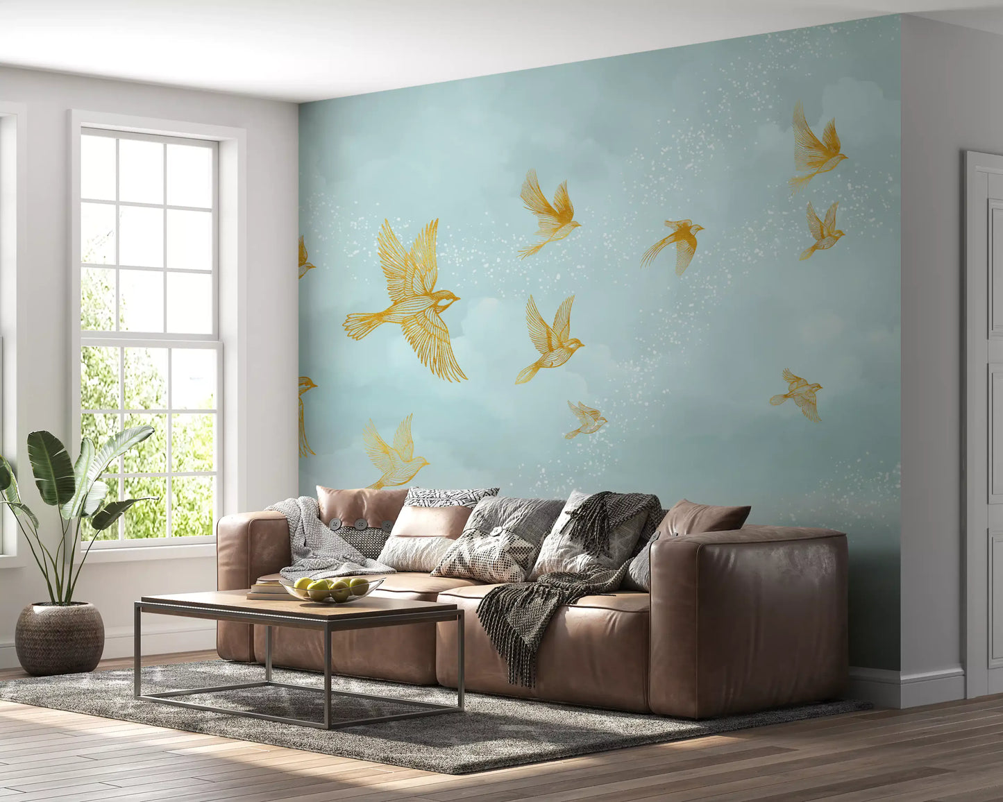 Goldene Voliere – Flug-Wandbild