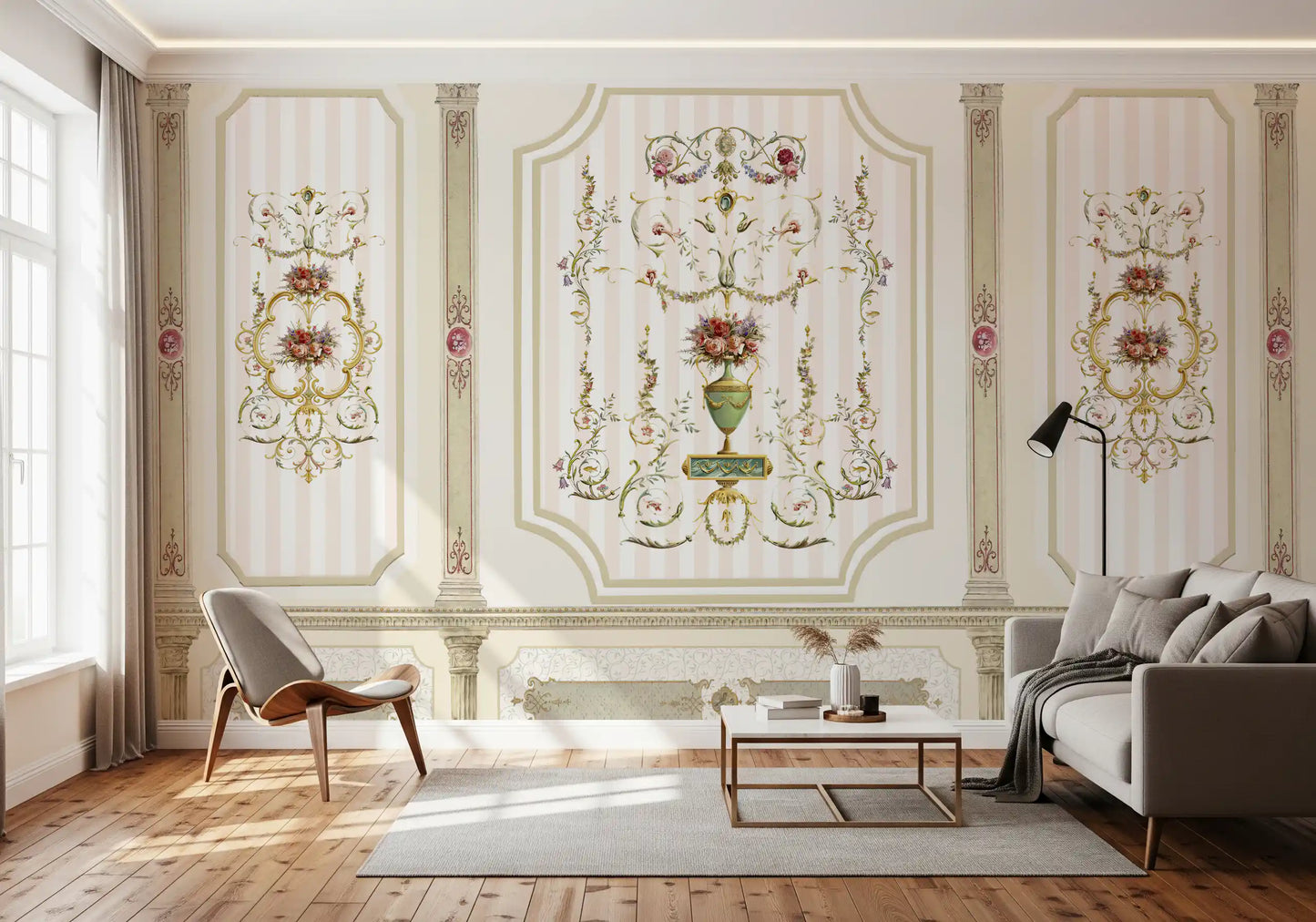 Regal Botanical Urn Motif Wall Mural