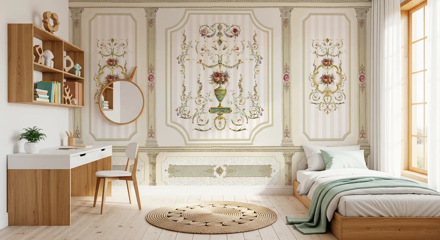 Regal Botanical Urn Motif Wall Mural