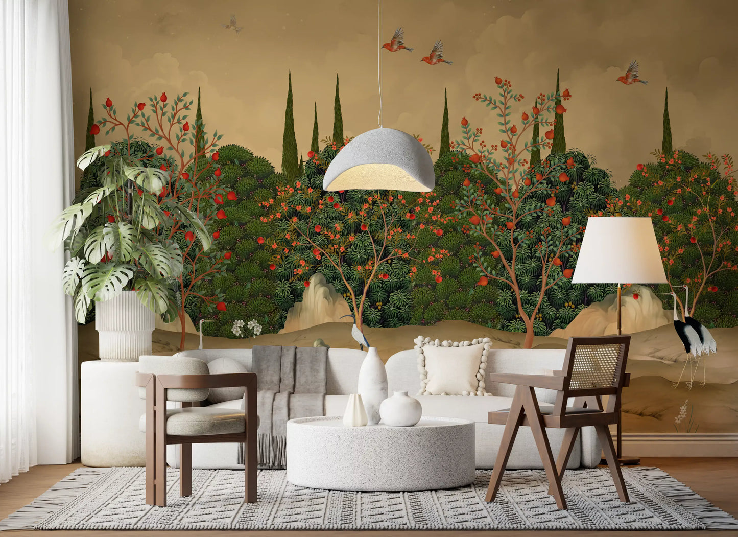 Botanische Granatapfelhain-Illustration als Wandbild