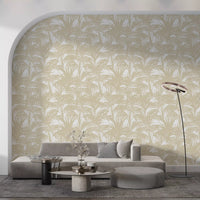 Papier peint minimaliste à motif de frondes tropicales