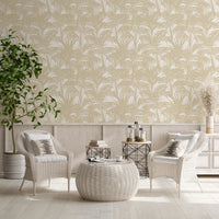 Papier peint minimaliste à motif de frondes tropicales