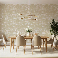 Papier peint minimaliste à motif de frondes tropicales