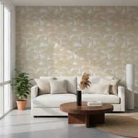 Papier peint minimaliste à motif de frondes tropicales