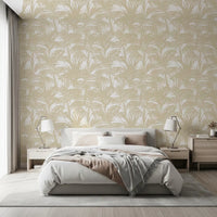 Papier peint minimaliste à motif de frondes tropicales