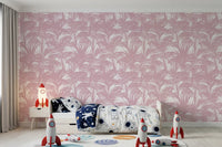 Blush-silhuettapet med palmeblader
