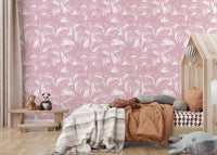 Blush-silhuettapet med palmeblader