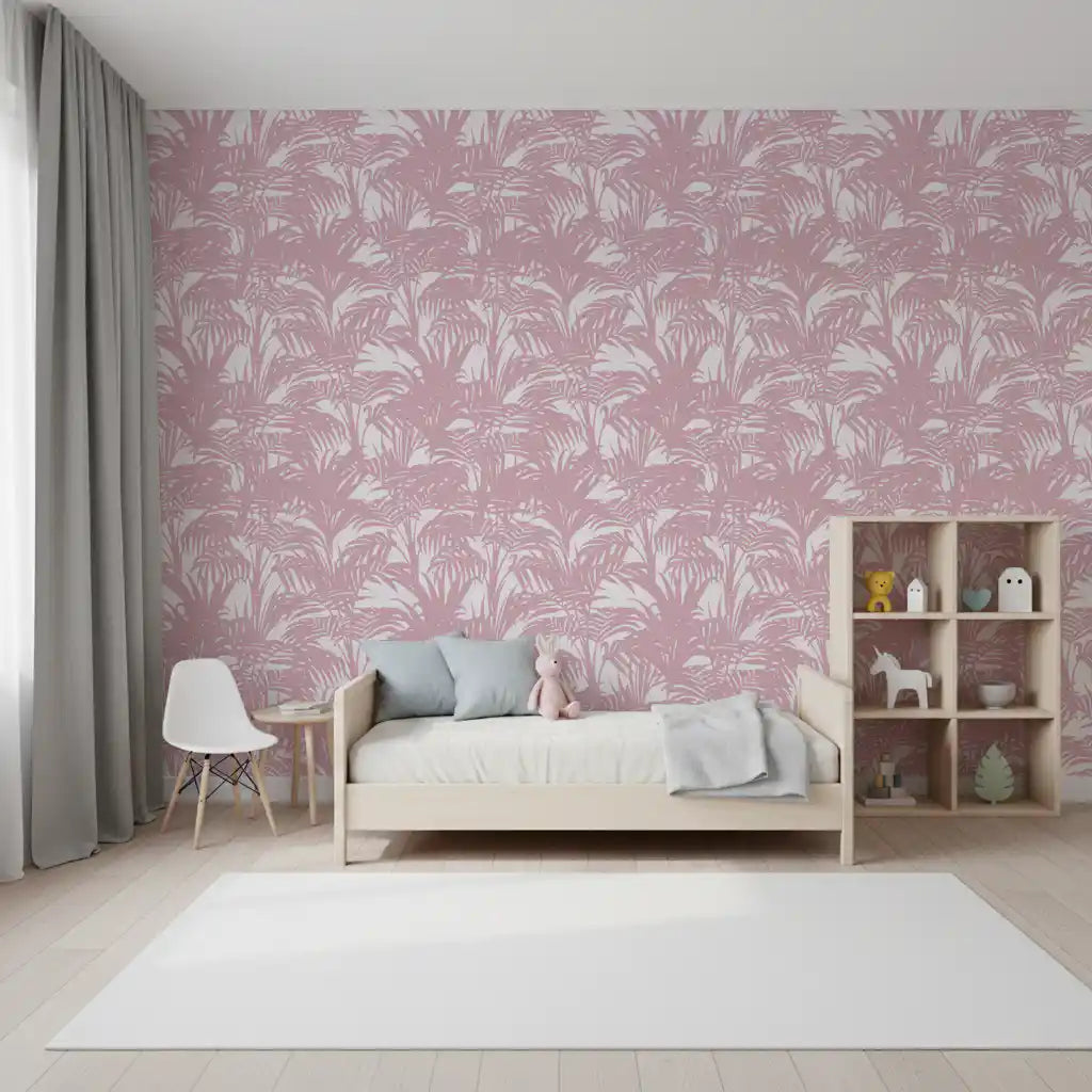 Blush-silhuettapet med palmeblader
