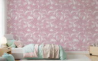 Blush-silhuettapet med palmeblader