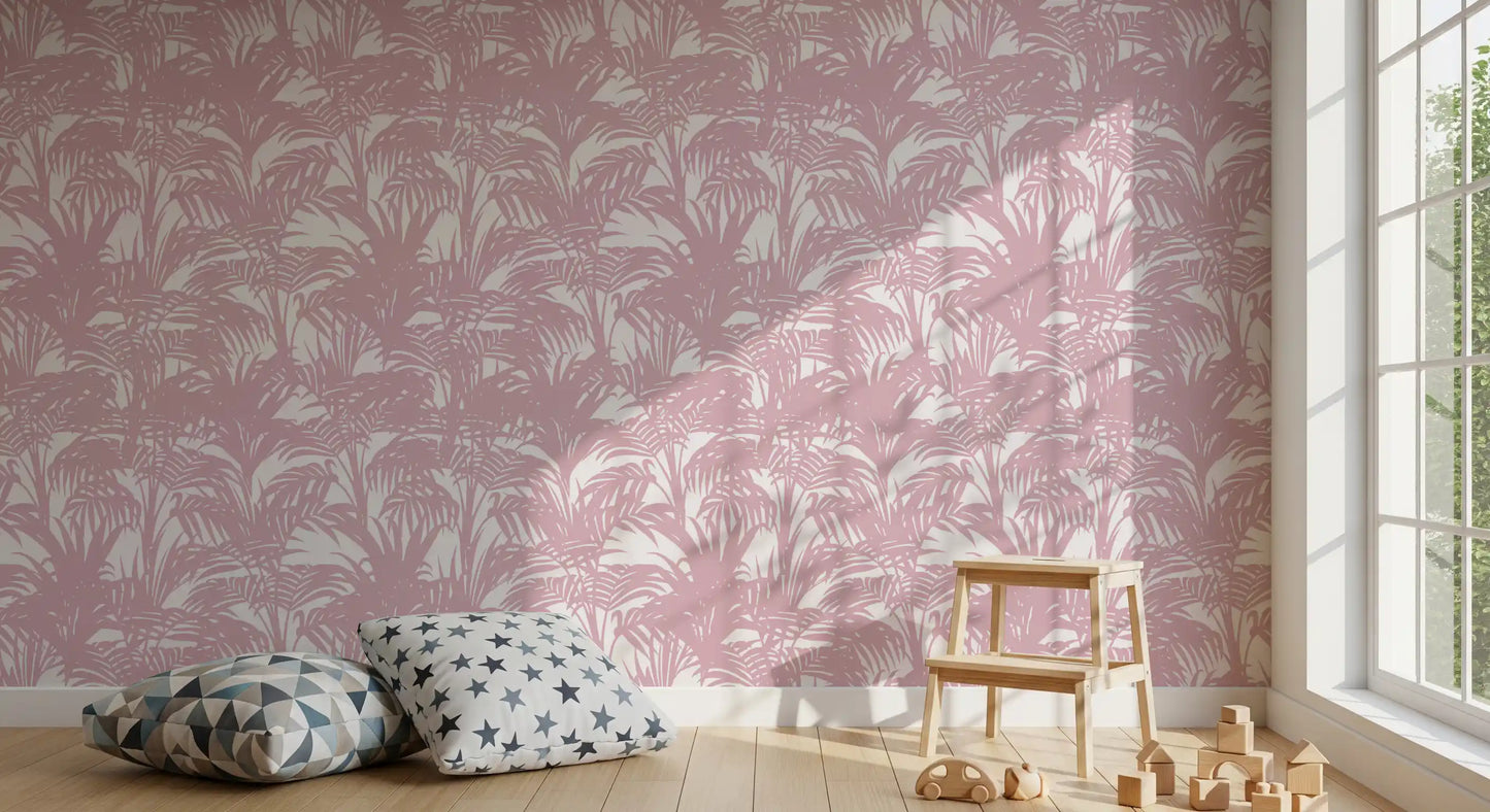 Blush-silhuettapet med palmeblader
