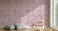 Blush-silhuettapet med palmeblader