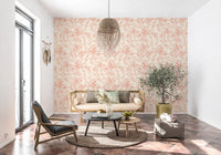 Tapet med myk blush og botanisk skisse