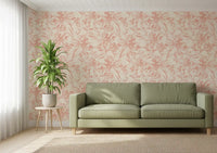 Tapet med myk blush og botanisk skisse