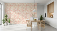 Tapet med myk blush og botanisk skisse