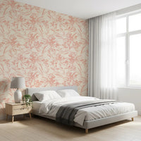 Tapet med myk blush og botanisk skisse