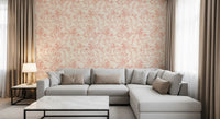 Tapet med myk blush og botanisk skisse