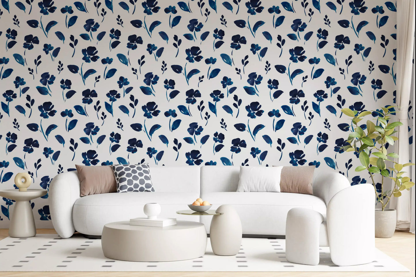 Indigo Ink Botanical Meadow Wallpaper⁠