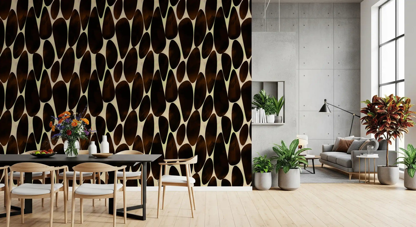Interlocking Dark Brushstroke Motif Wallpaper⁠