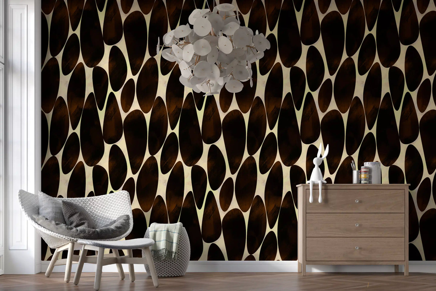 Interlocking Dark Brushstroke Motif Wallpaper⁠