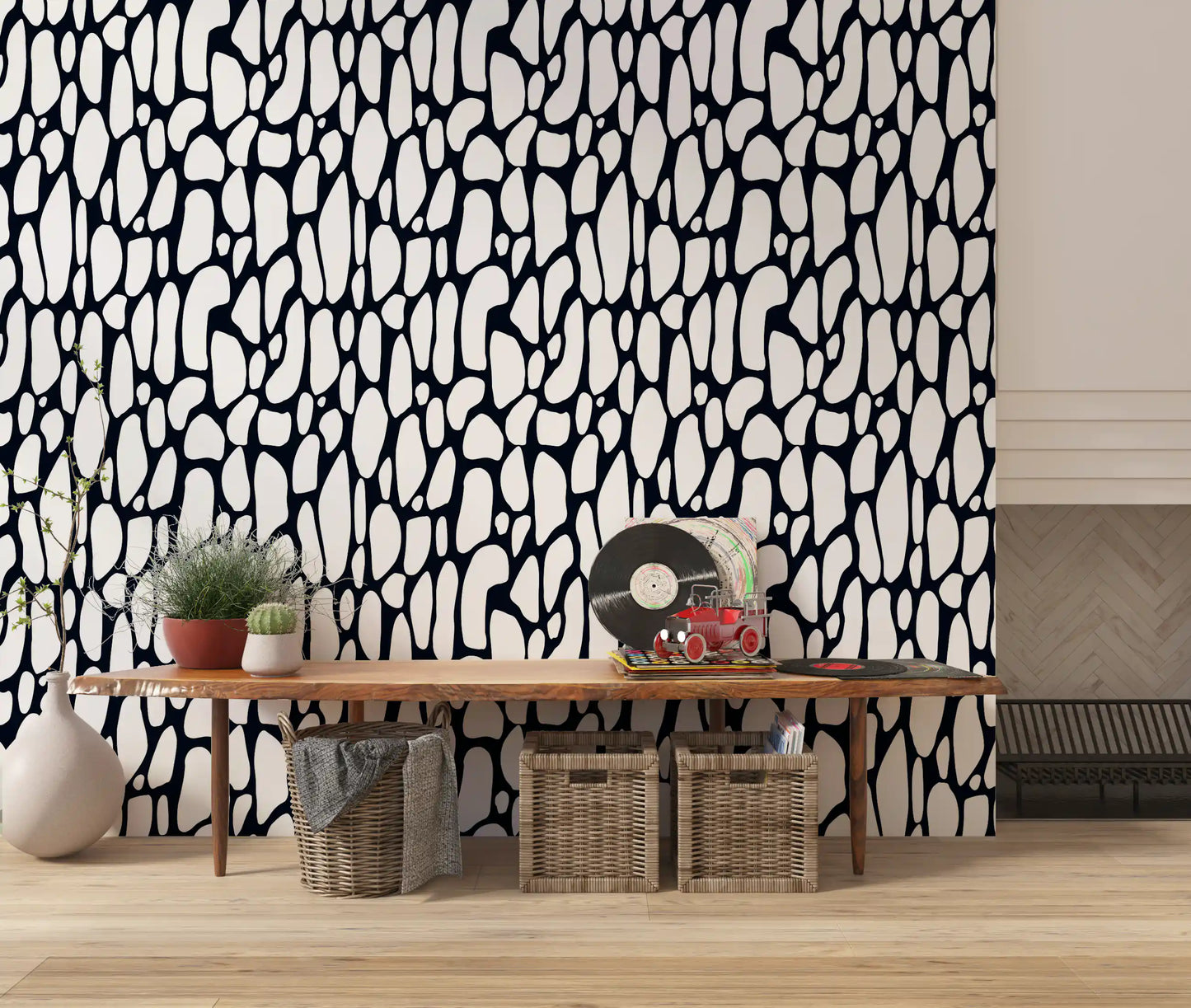 Papier peint galets monochromes organiques