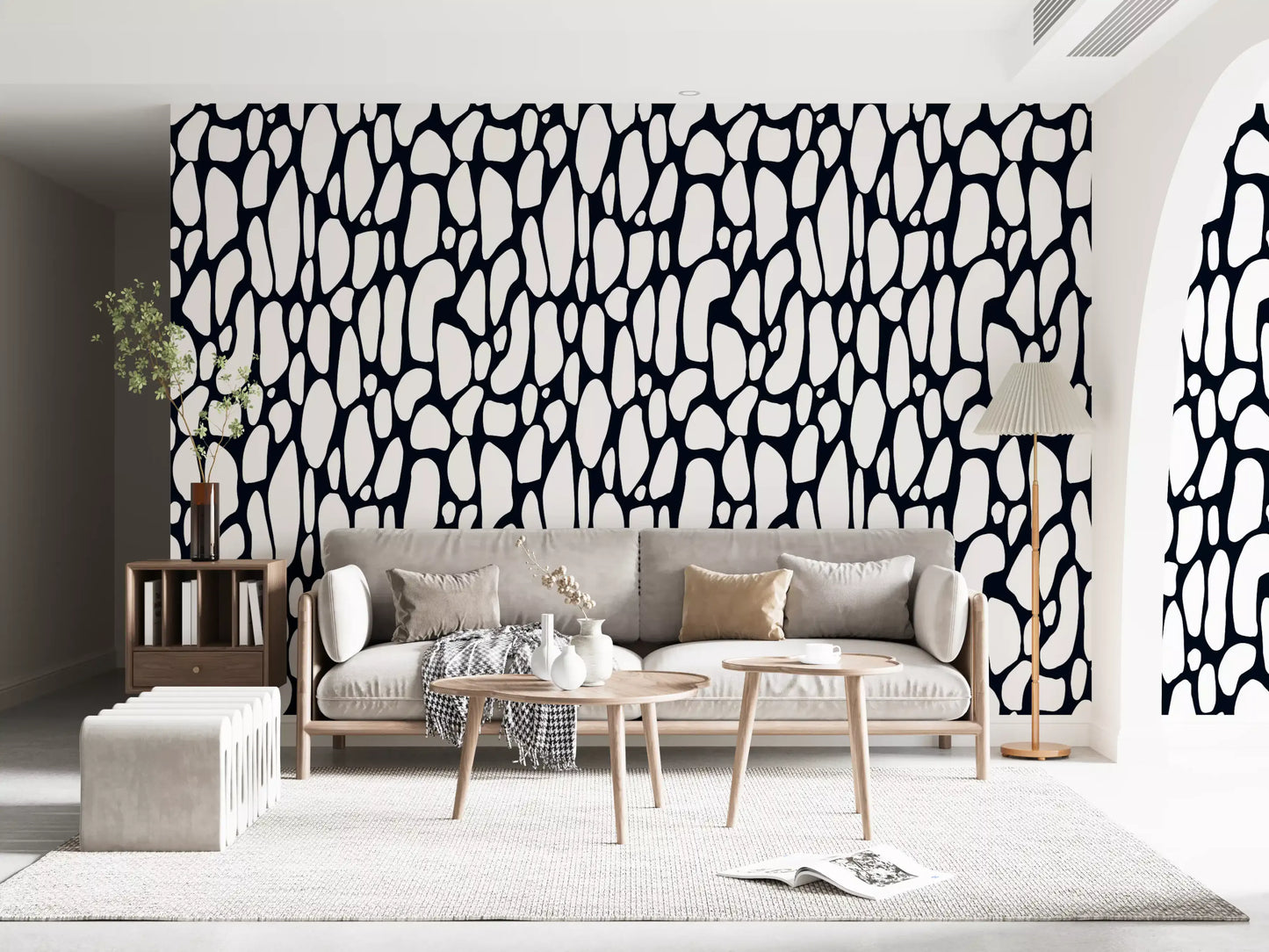 Papier peint galets monochromes organiques