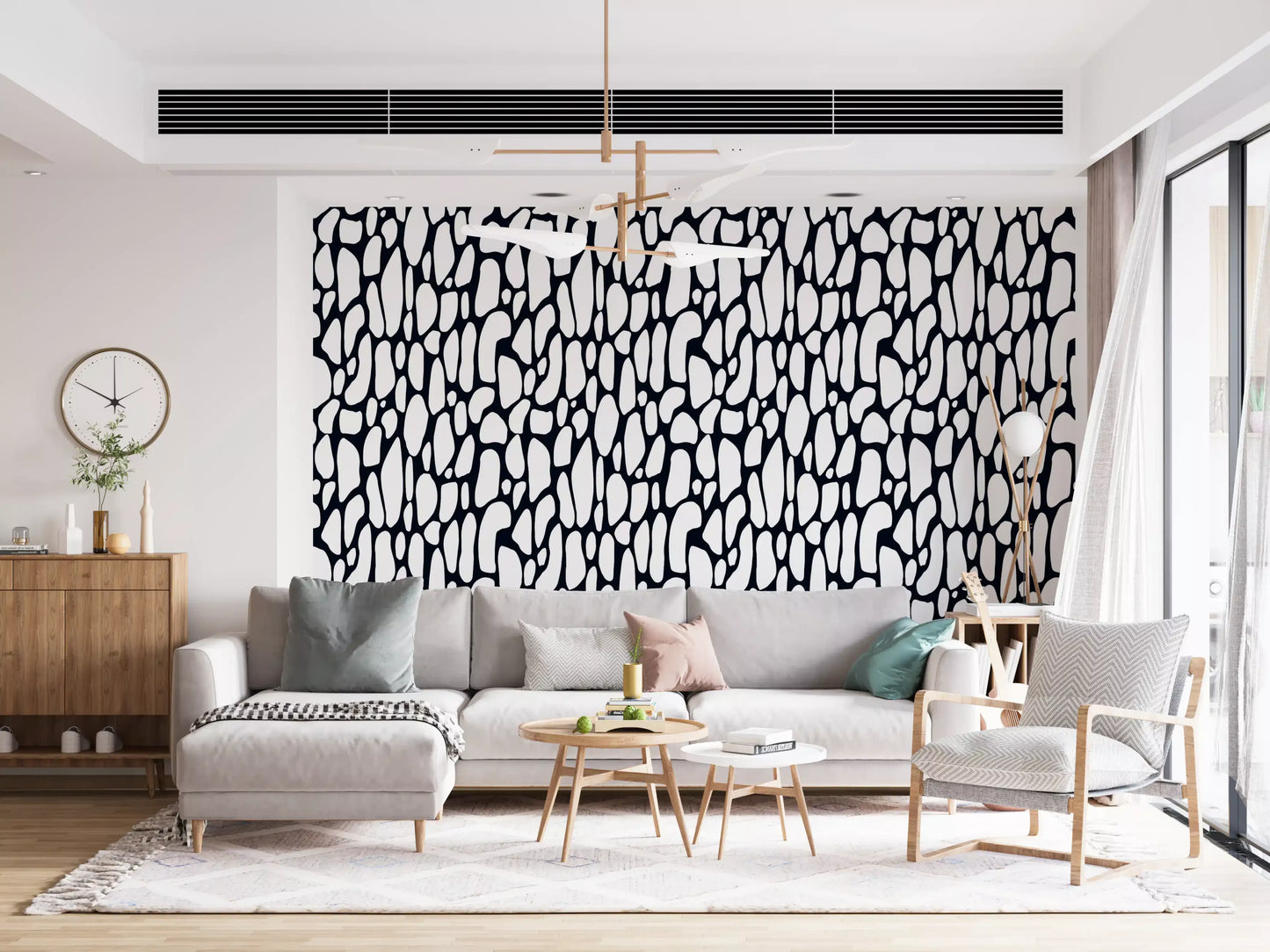 Papier peint galets monochromes organiques