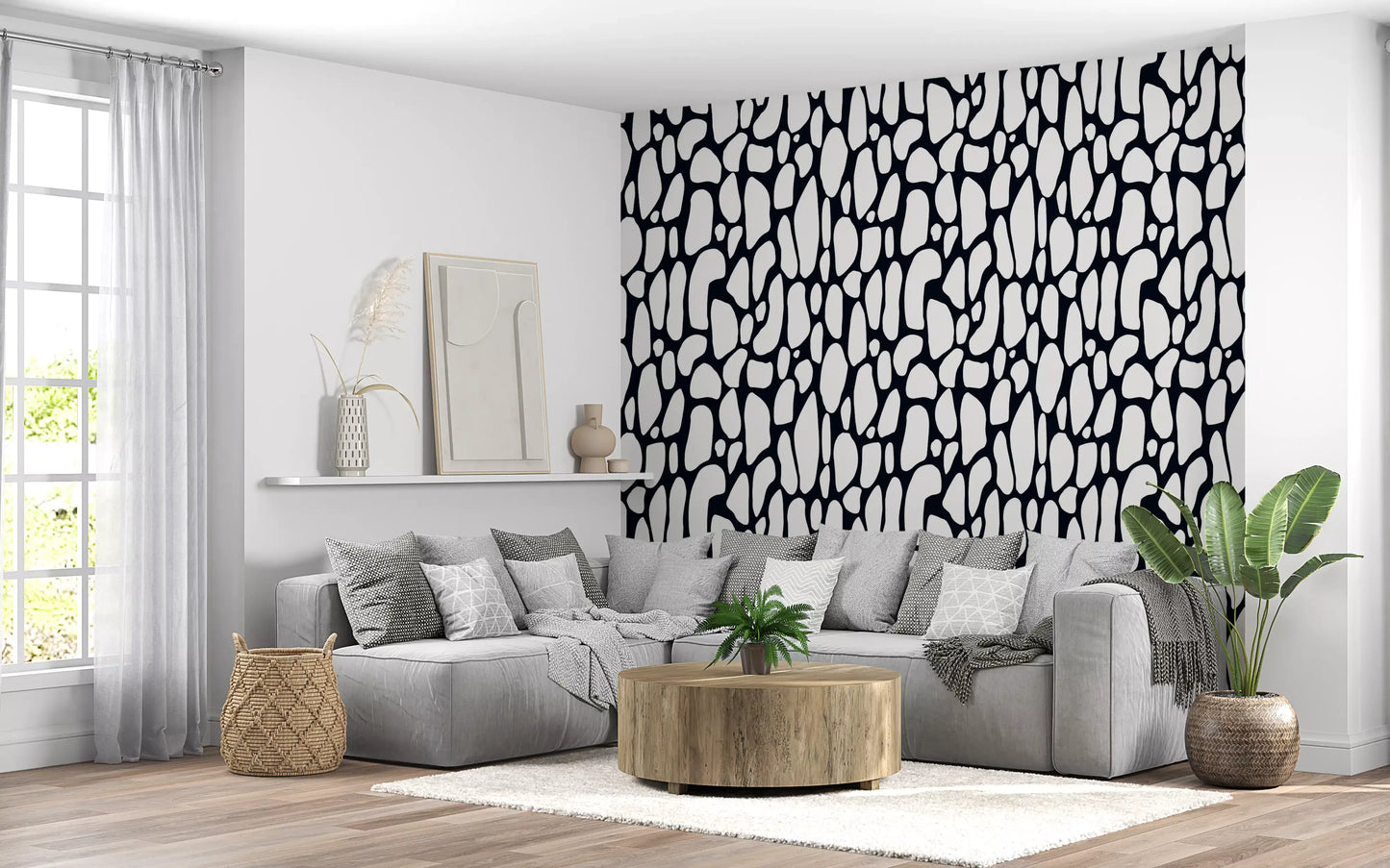 Papier peint galets monochromes organiques