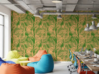 Tapet cu imprimeu abstract de frunze de palmier tropicale