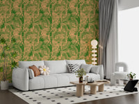 Tapet cu imprimeu abstract de frunze de palmier tropicale