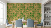 Tapet cu imprimeu abstract de frunze de palmier tropicale