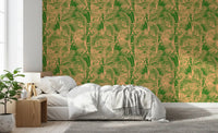 Tapet cu imprimeu abstract de frunze de palmier tropicale