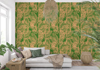 Tapet cu imprimeu abstract de frunze de palmier tropicale