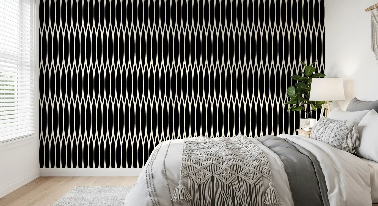 Carta da parati minimalista con motivo a reticolo di archi verticali