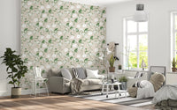 Papier peint silhouette de prairie minimaliste vert sauge
