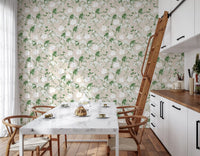 Papier peint silhouette de prairie minimaliste vert sauge