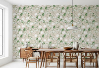 Papier peint silhouette de prairie minimaliste vert sauge