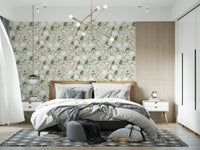 Papier peint silhouette de prairie minimaliste vert sauge