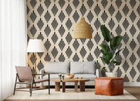 Carta da parati con motivo geometrico a ventaglio in stile Art Déco